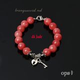  vòng tay handmade, đá Jade màu đỏ dâu 