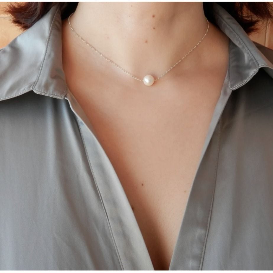  Dây chuyền bạc đính ngọc trai 7li –tinh tế và sang trọng 