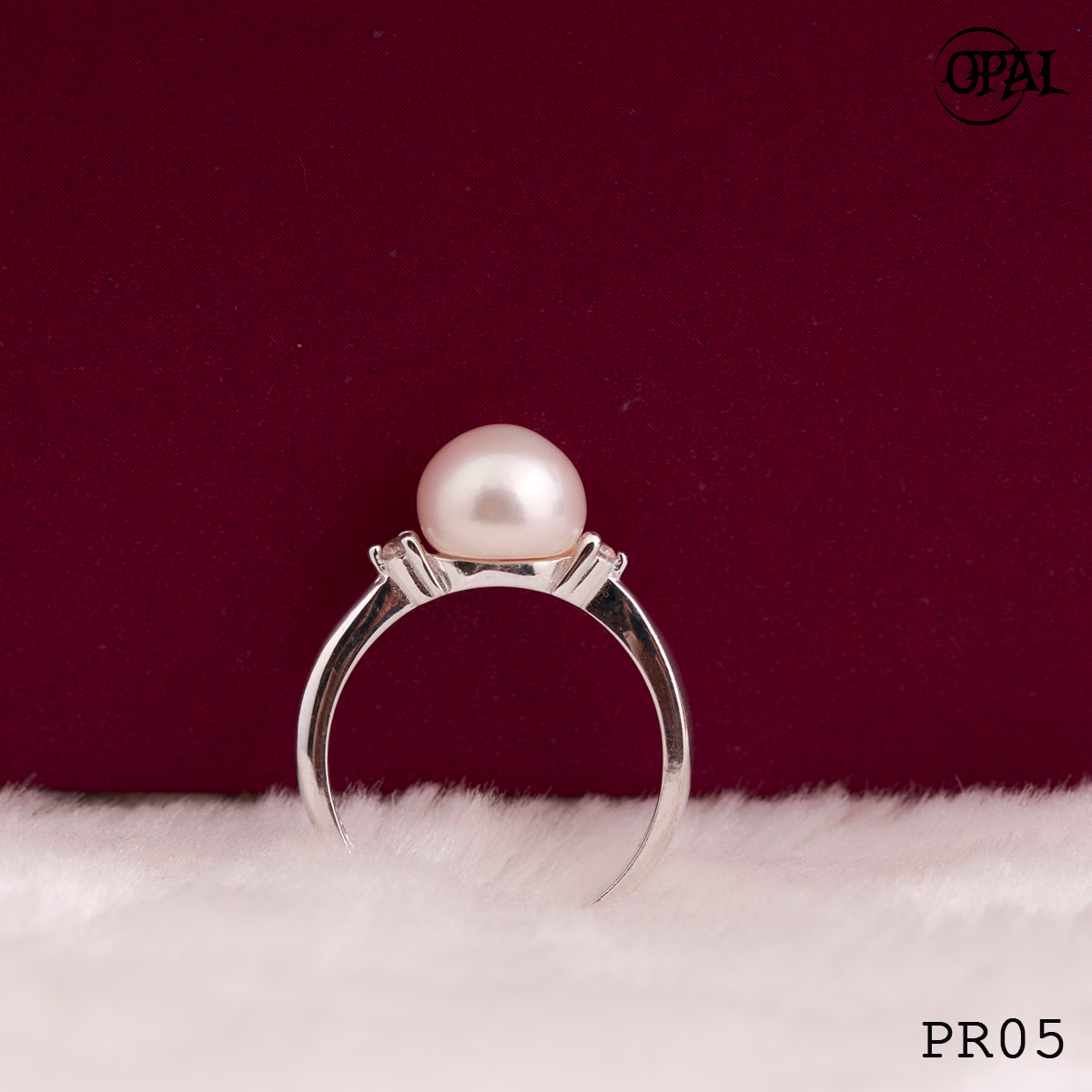  PR05 -Nhẫn bạc đính Ngọc Trai OPAL 
