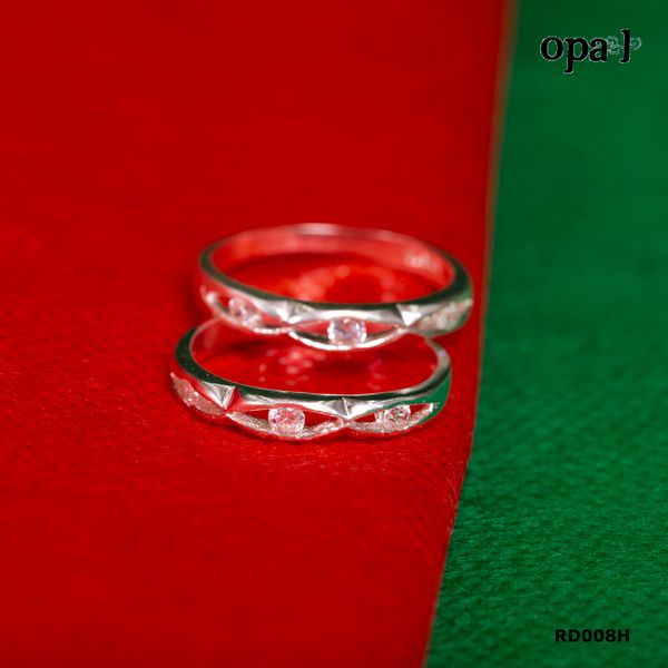  RD008H - Nhẫn đôi bạc cao cấp OPAL 