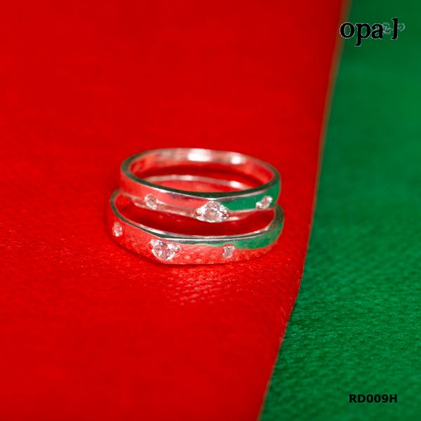  RD009H - Nhẫn đôi bạc cao cấp OPAL 