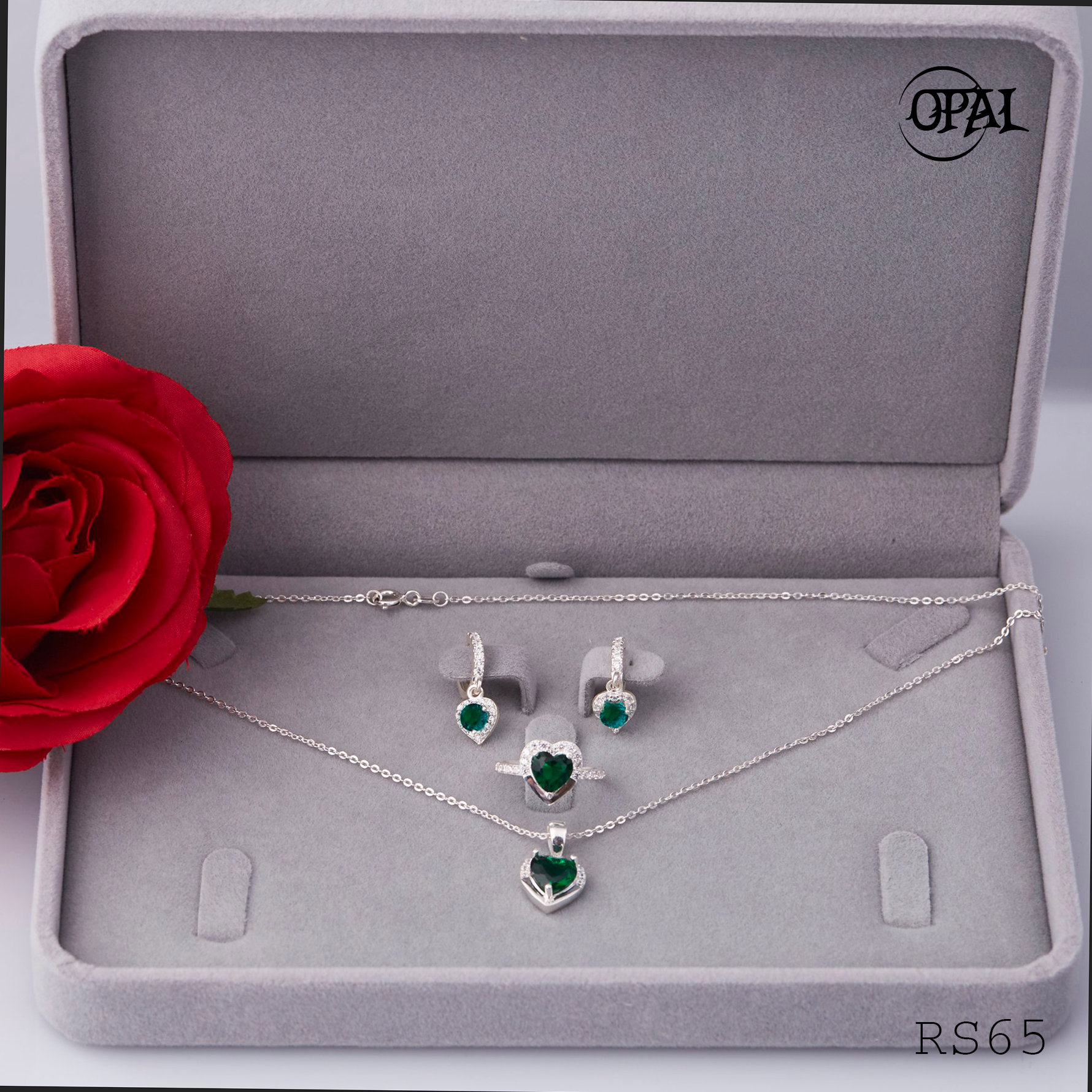  RS65- Bộ trang sức bạc đính đá ross OPAL 