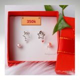  Bộ 2 hoa tai thiết kế trẻ trung chất liệu bạc thương hiệu Opal 