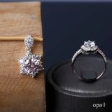  Set nhẫn bạc và mặt dây chuyền đá thiết kế 