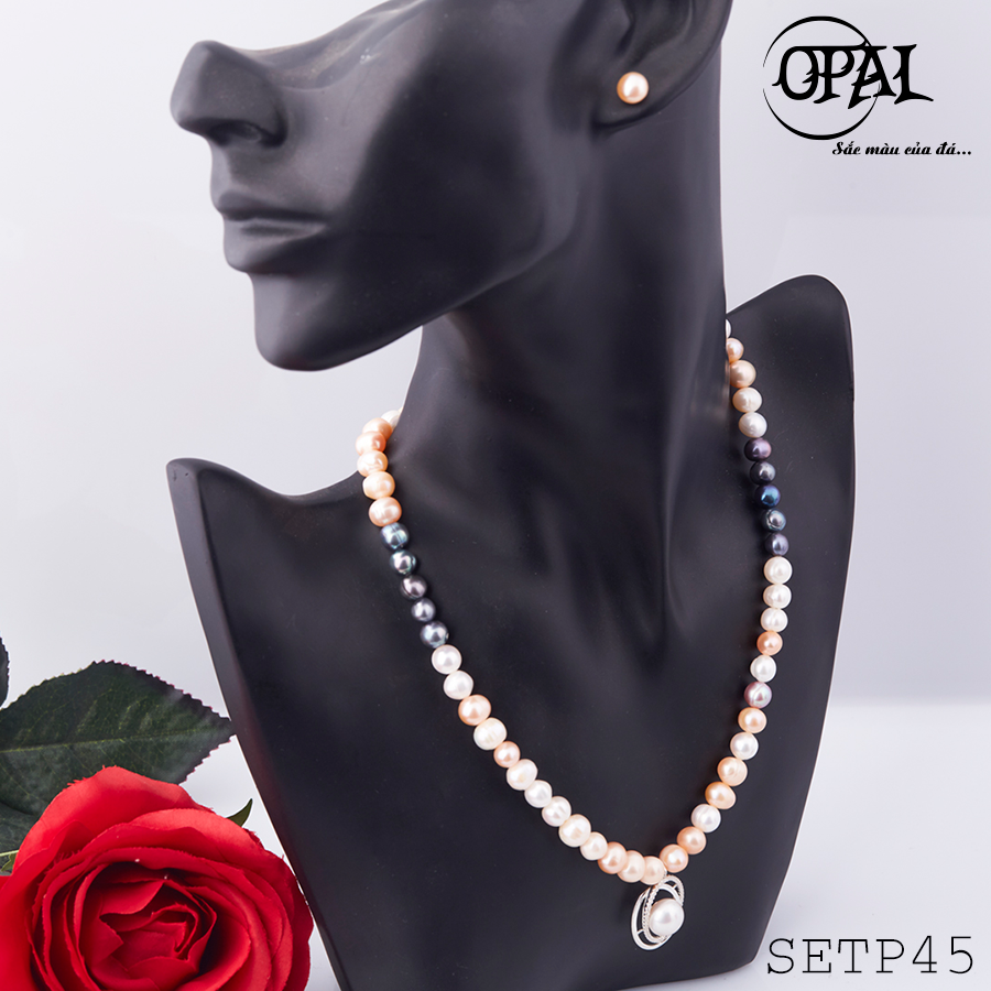  SETP45 - Bộ trang sức ngọc trai tự nhiên OPAL 