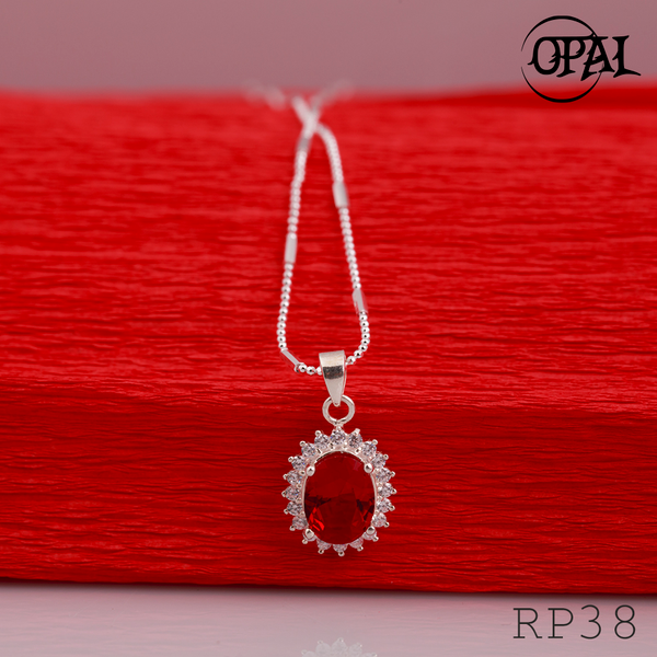  RP38-Bộ mặt và dây chuyền bạc đính đá ross Opal 