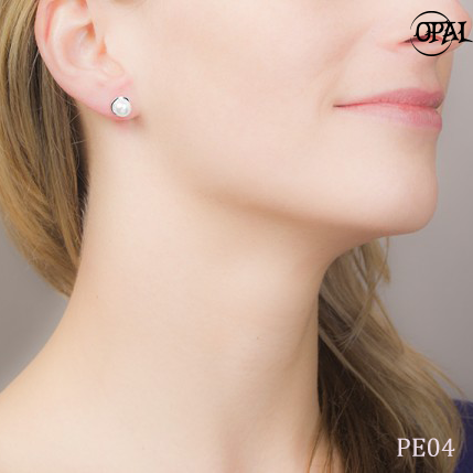  PE04 - Hoa tai bạc đính ngọc trai OPAL 