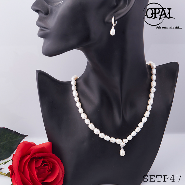  SETP47- Bộ trang sức ngọc trai tự nhiên OPAL 