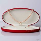  Vòng cổ ngọc trai ánh hồng 8,9 ly + hoa tai ngọc đính đá 