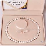  Vòng cổ ngọc trai trắng 8,9ly+ hoa tai đá đính ngọc 