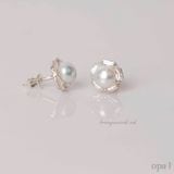  Vòng cổ ngọc trai trắng 8,9ly+ hoa tai đá đính ngọc 