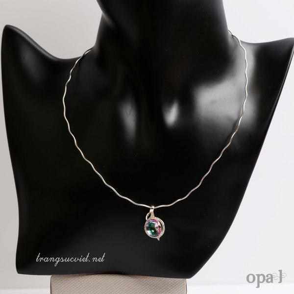  Bộ mặt dây đính đá và kiềng bạc 