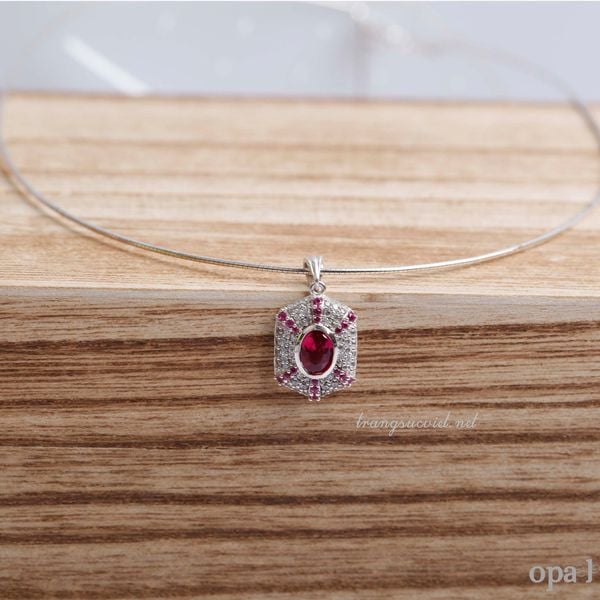  Bộ mặt dây đính đá và kiềng bạc 