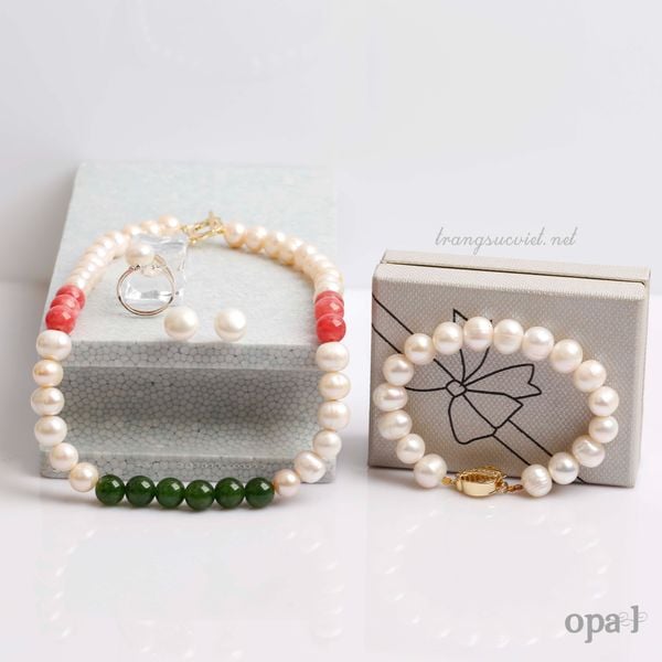  Bộ trang sức ngọc trai kết hợp đá tự nhiên 