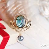  Cài áo đính ngọc trai phản xà cừ 