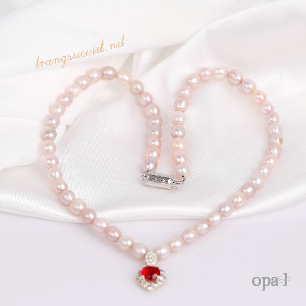  Vòng cổ Ngọc trai Oval ánh hồng và tím sang trọng thương hiệu Opal 