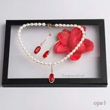  BỘ TRANG SỨC NGỌC TRAI ĐÍNH ĐÁ ĐỎ MAY MẮN 