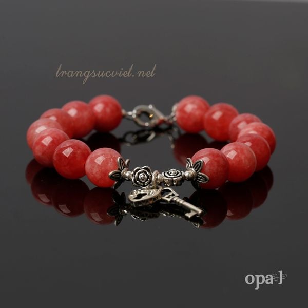  vòng tay handmade, đá Jade màu đỏ dâu 