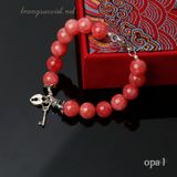  vòng tay handmade, đá Jade màu đỏ dâu 