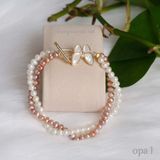  Bộ ngọc trai nhí 5,6 ly phối ánh tím và trắng cách điệu 2 layer 