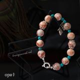  Bộ đôi vòng tay đá tự nhiên Handmade, đá Jasper và đá Turquoise , trẻ trung 