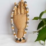  Vòng cổ mix đá Citrine vàng, Labradorite rêu xám và ngọc trai 