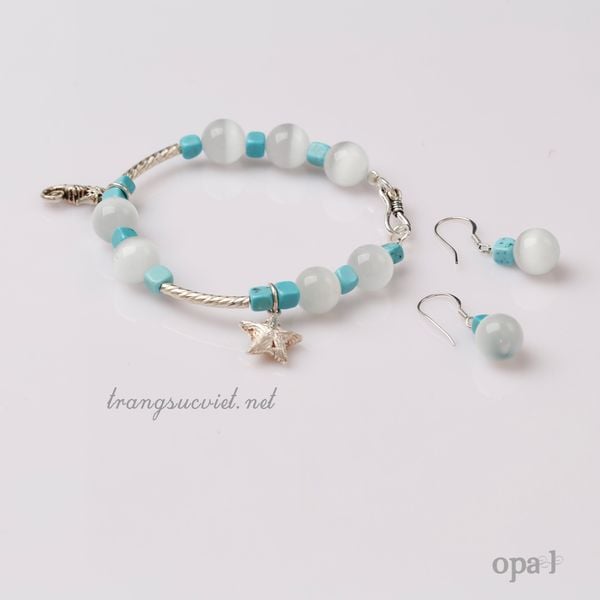  Vòng tay + hoa tai đá tự nhiên handmade thương hiệu Opal 