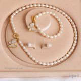  Bộ ngọc trai hạt Oval khóa cánh bướm thiết kế 