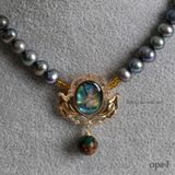  Vòng cổ ngọc trai ánh xanh nâu mặt ánh xà cừ, tặng hoa tai 