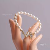  BST Vòng tay ngọc trai Opal – khóa bướm thiết kế 