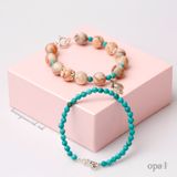  Bộ đôi vòng tay đá tự nhiên Handmade, đá Jasper và đá Turquoise , trẻ trung 