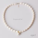  Vòng cổ và hoa tai Ngọc trai Oval trắng sang trọng thương hiệu Opal 
