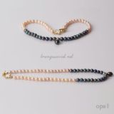  Chuỗi vòng cổ ngọc trai hồng kết hợp xanh, đen, nâu và xám 