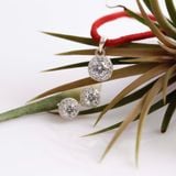  Bộ trang sức Hoa tai và mặt dây chuyền bạc đính đá CZ tròn vuông 