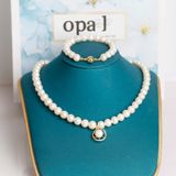  Bộ ngọc trai trắng 8,9 ly mặt ngọc trai, khóa hít 
