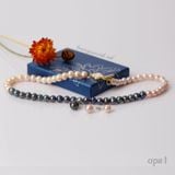  Chuỗi vòng cổ ngọc trai hồng kết hợp xanh, đen, nâu và xám 