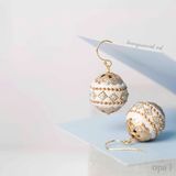  Hoa tai  handmade họa tiết đá kết hợp pha lê, móc bạc mạ vàng 