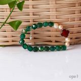  Vòng tay đá mã não phối cùng ngọc trai 