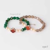  Vòng tay đá mã não phối cùng ngọc trai 