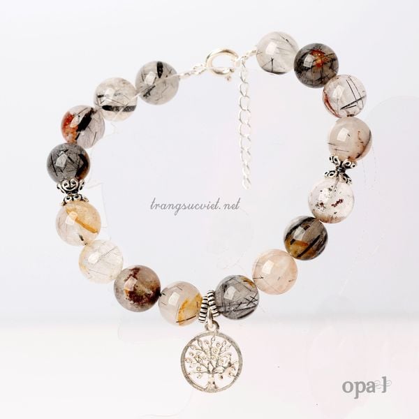  Vòng tay đá handmade, vòng tay đá thạch anh tóc 