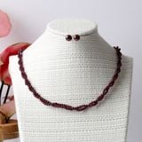  vòng cổ đá tự nhiên garnet thiết kế đôi, hạt đá 2,3 li màu đỏ lựu quyến rũ tượng trưng cho tình yêu , quyến lực và sự vĩnh cửu 
