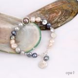  Vòng tay ngọc trai nhiều màu Charm bạc khắc tên 