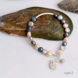  Vòng tay ngọc trai nhiều màu Charm bạc khắc tên 