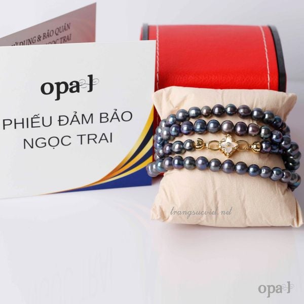  Chuỗi vòng ngọc trai ánh xanh đen dài, 2 layer sang trọng 