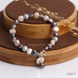  Vòng tay ngọc trai nhiều màu Charm bạc khắc tên 