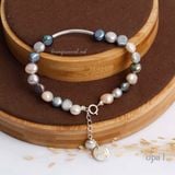  Vòng tay ngọc trai nhiều màu Charm bạc khắc tên 