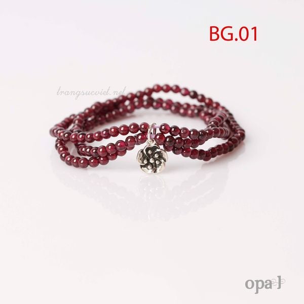  Vòng tay đá GARNET đỏ lựu gắn charm bạc ƯU ĐÃI hấp dẫn 