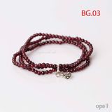  Vòng tay đá GARNET đỏ lựu gắn charm bạc ƯU ĐÃI hấp dẫn 