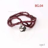  Vòng tay đá GARNET đỏ lựu gắn charm bạc ƯU ĐÃI hấp dẫn 