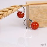  Hoa tai đính đá đỏ, dạng bấm 